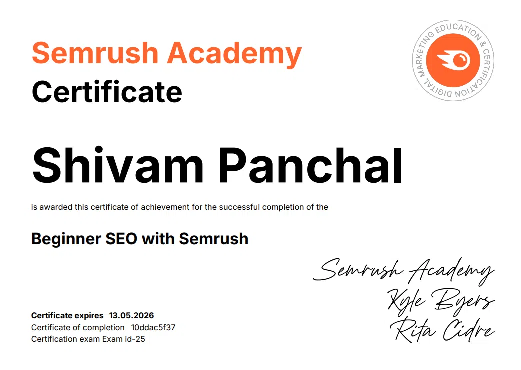 Semrush Certficate